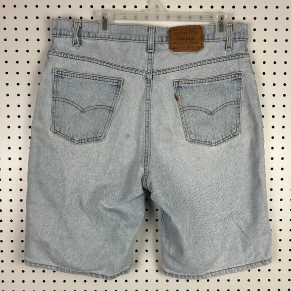 Levi's 580 Vintage Blue Jean Short Jorts 36 Light Wash 90s Orange Tab Distressed - Picture 1 of 8